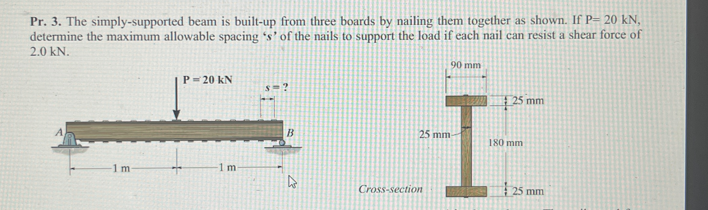Pr . 3 . The simply - supported beam is built -
