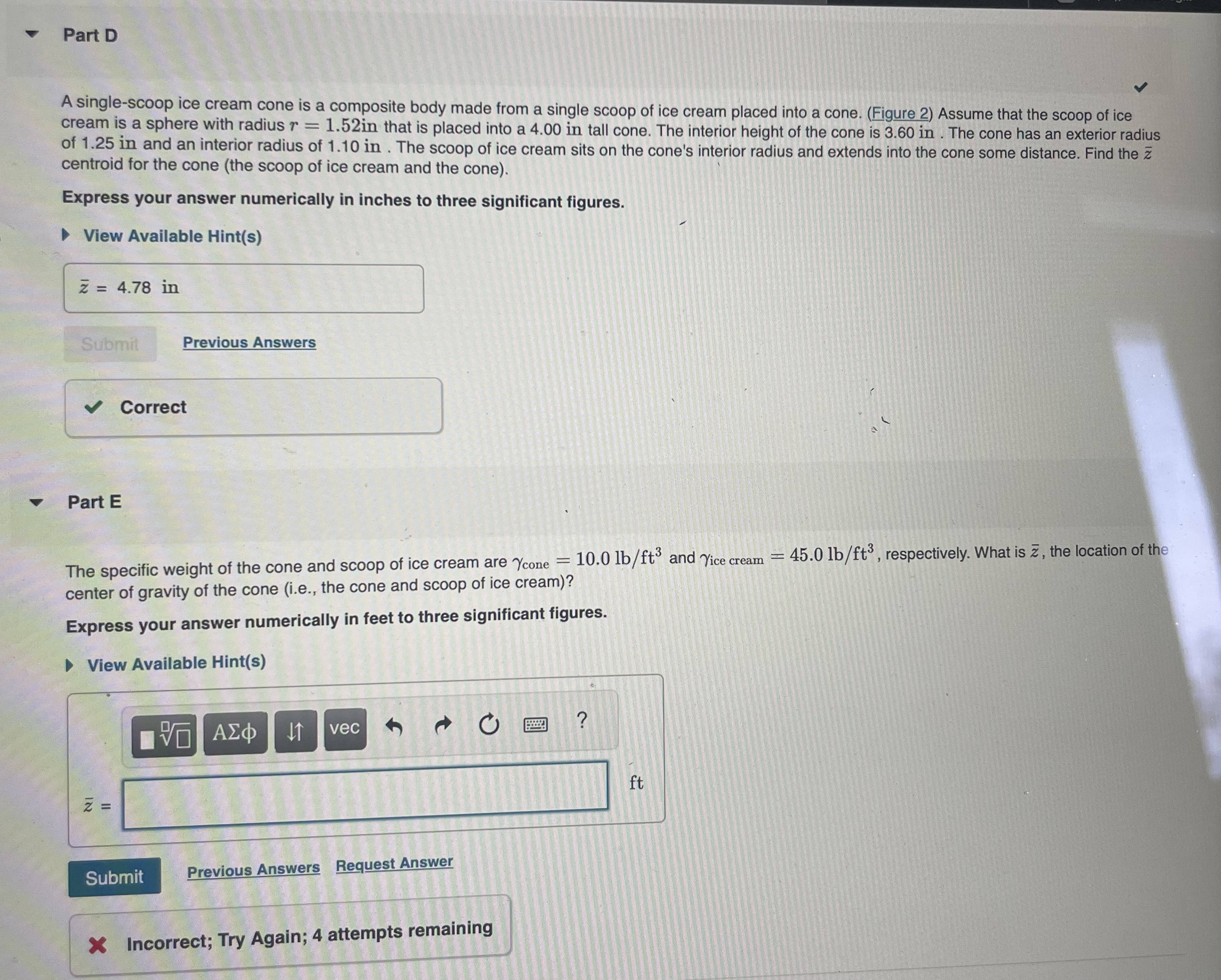 Part D A single - scoop ice cream cone is a