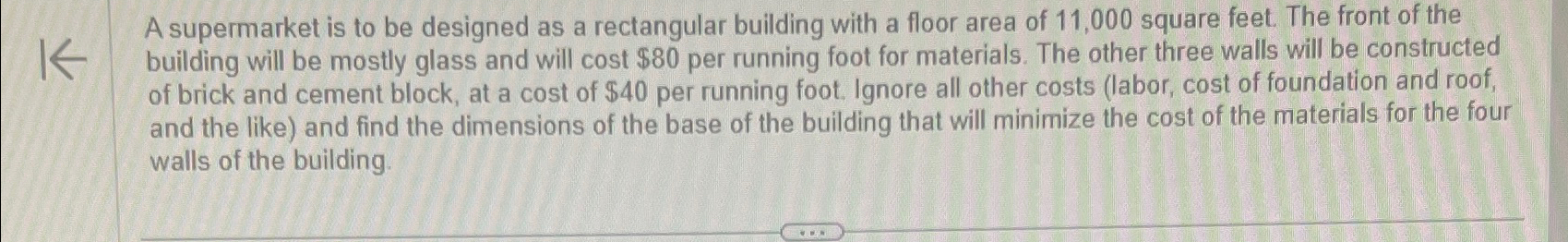 A supermarket is to be designed as a rectangular