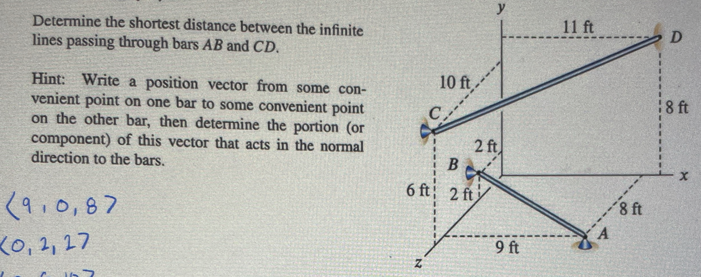 Determine the shortest distance between the