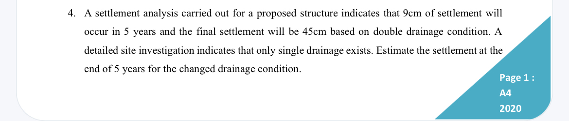 A settlement analysis carried out for a proposed