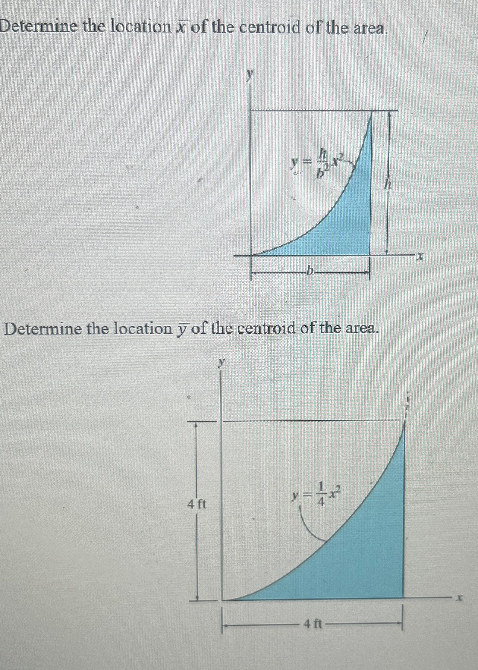 Determine the location x of the centroid of the