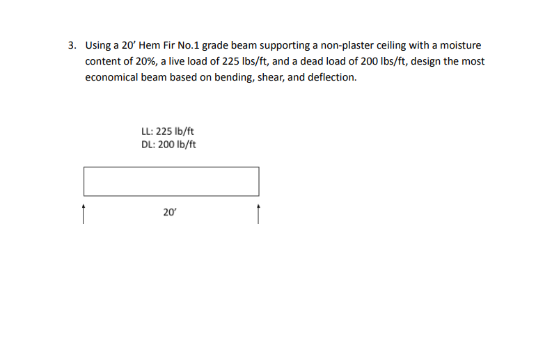 Using a 2 0 ' Hem Fir No . 1 grade beam