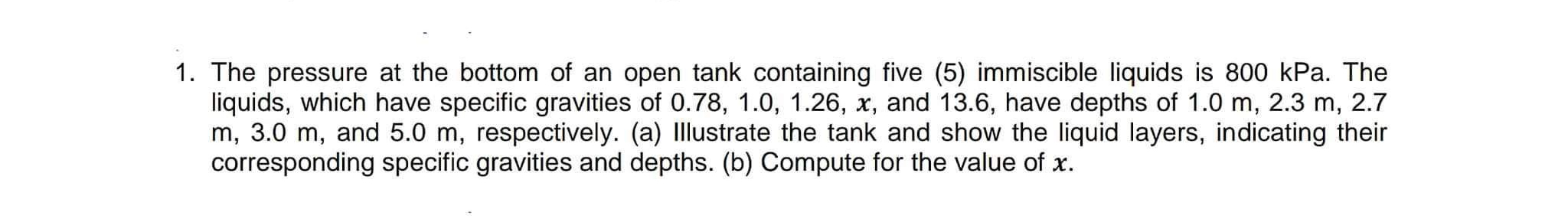 The pressure at the bottom of an open tank
