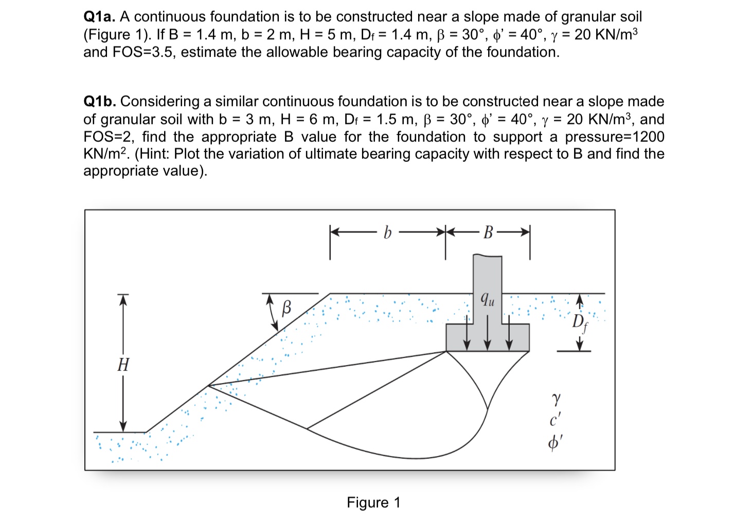 Q 1 a . A continuous foundation is to be