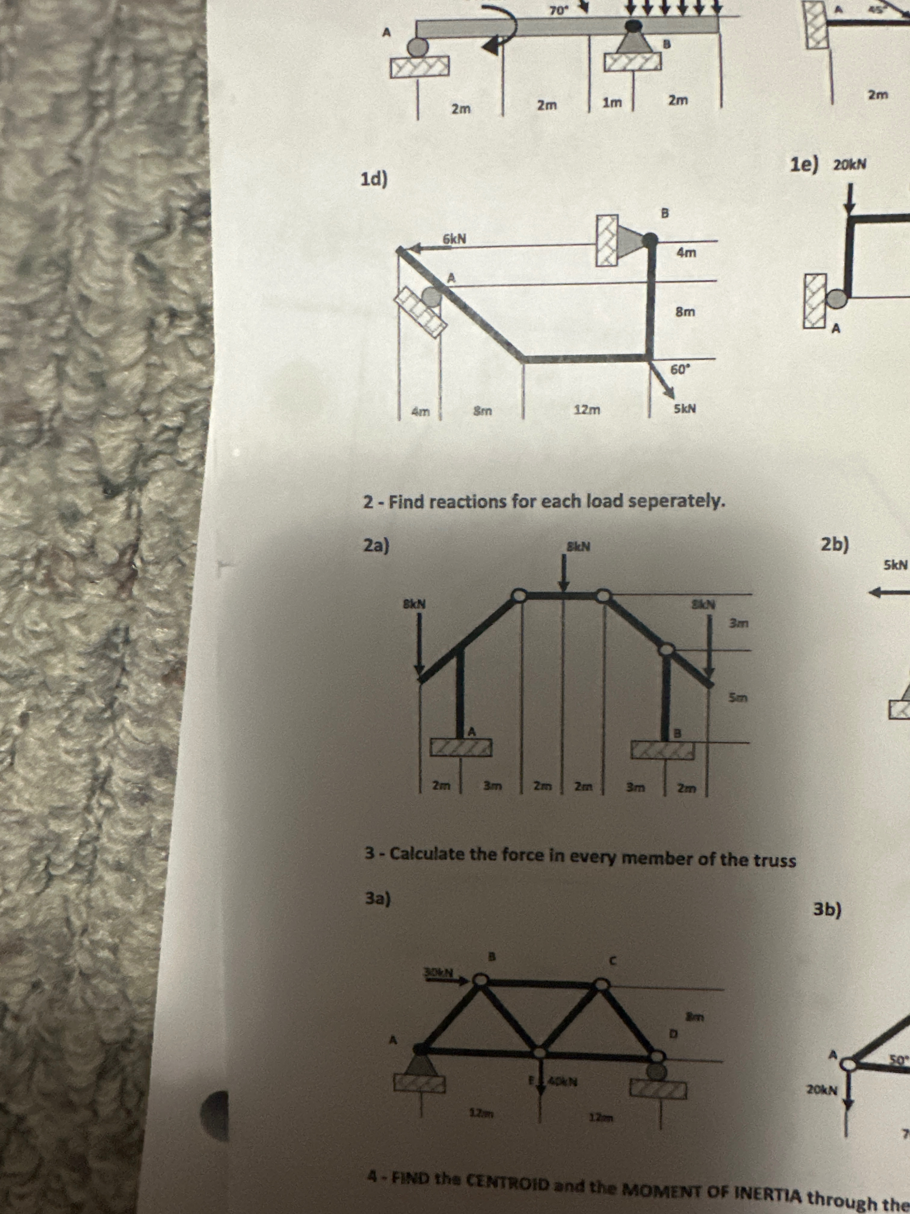 solve force each load seperately 2 a