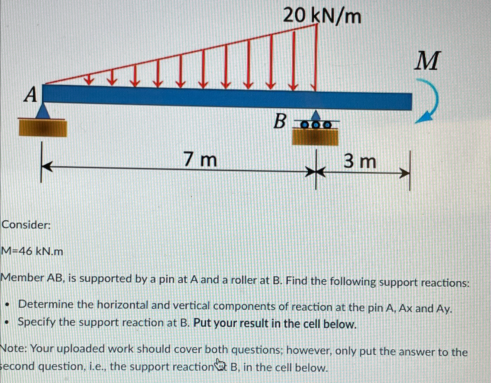 Consider: M = 4 6 k N . m Member AB , is