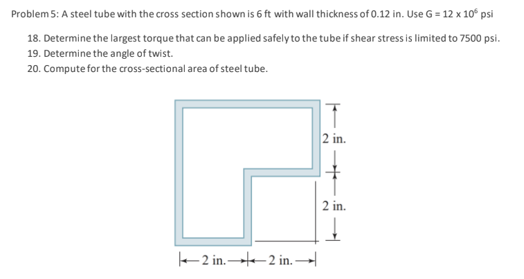Problem 5 : A steel tube with the cross section
