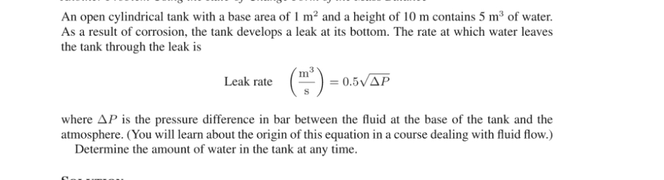 An open cylindrical tank with a base area of 1 m