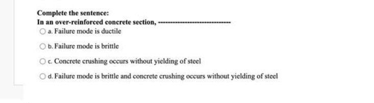 Complete the sentence: In an over - reinforced