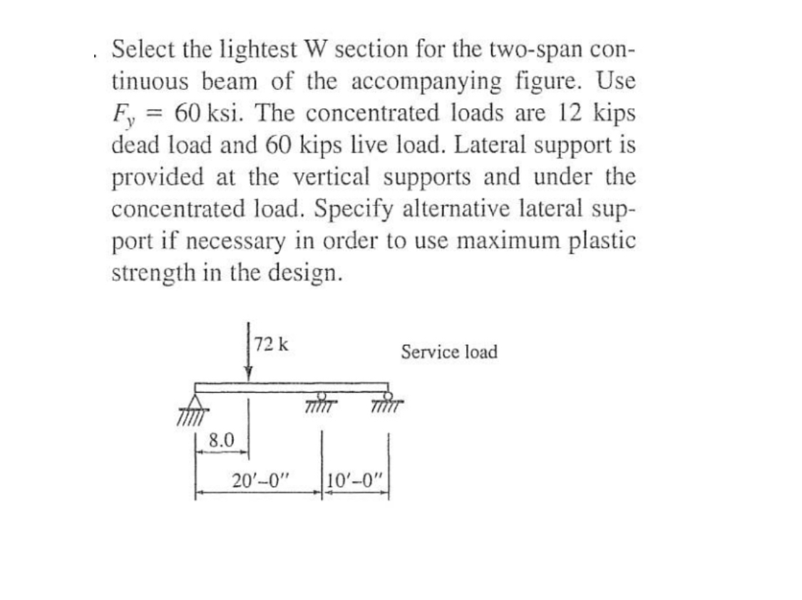 Select the lightest W section for the two - span