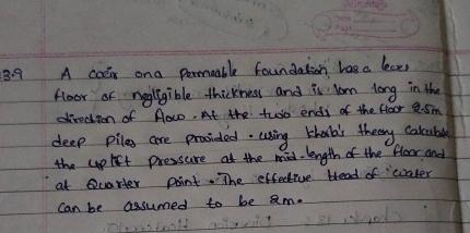 3 . 9 A coeis ona permable foundation las a lewes