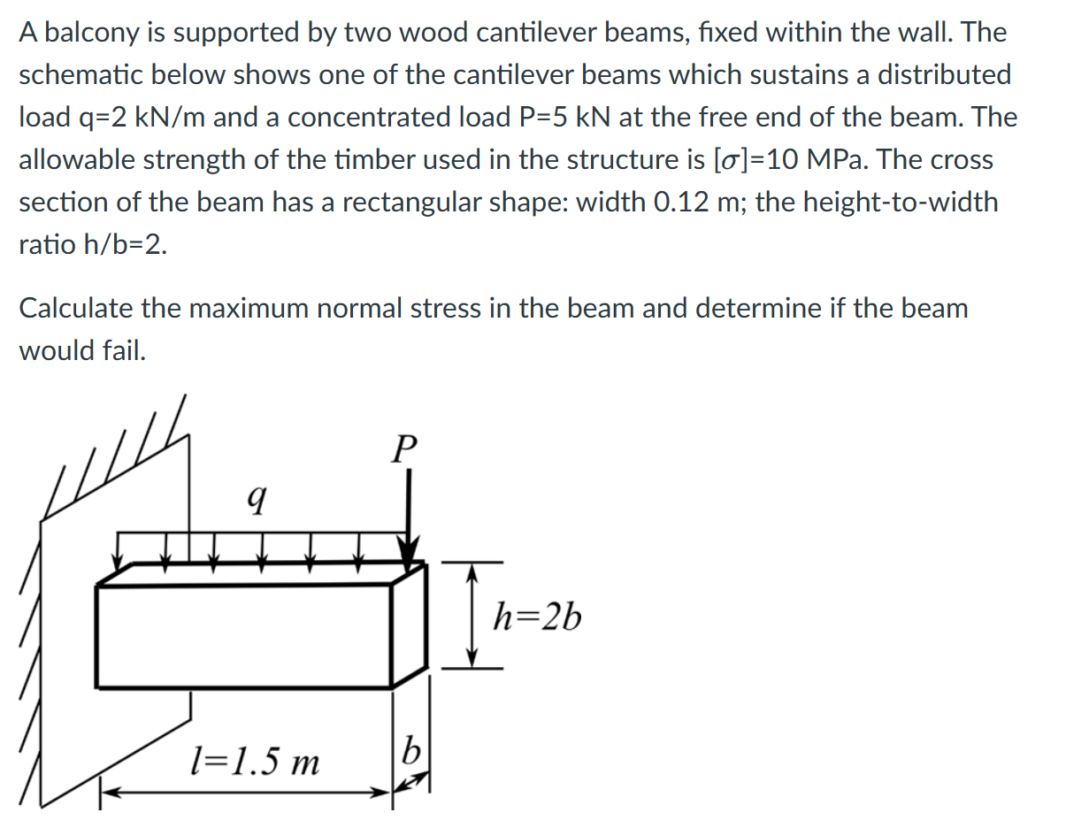 A balcony is supported by two wood cantilever