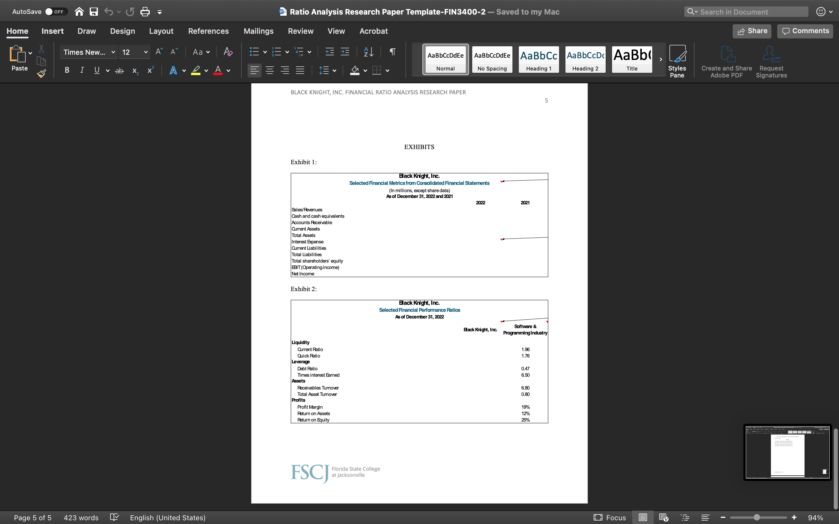 I need help writing a ratio analysis paper