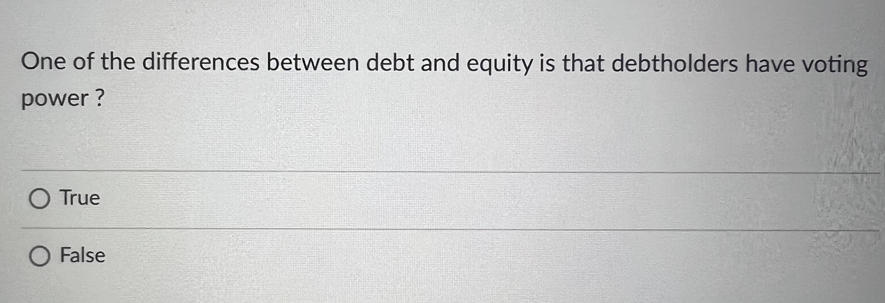 One of the differences between debt and equity is