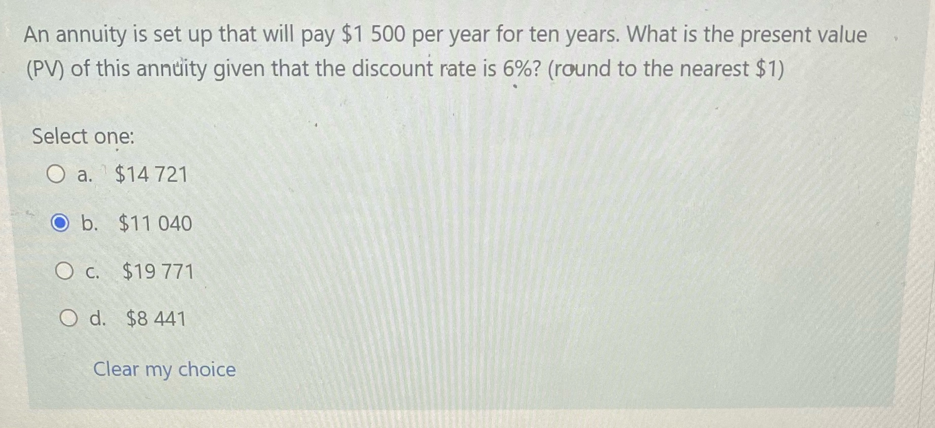 An annuity is set up that will pay $1 500 per