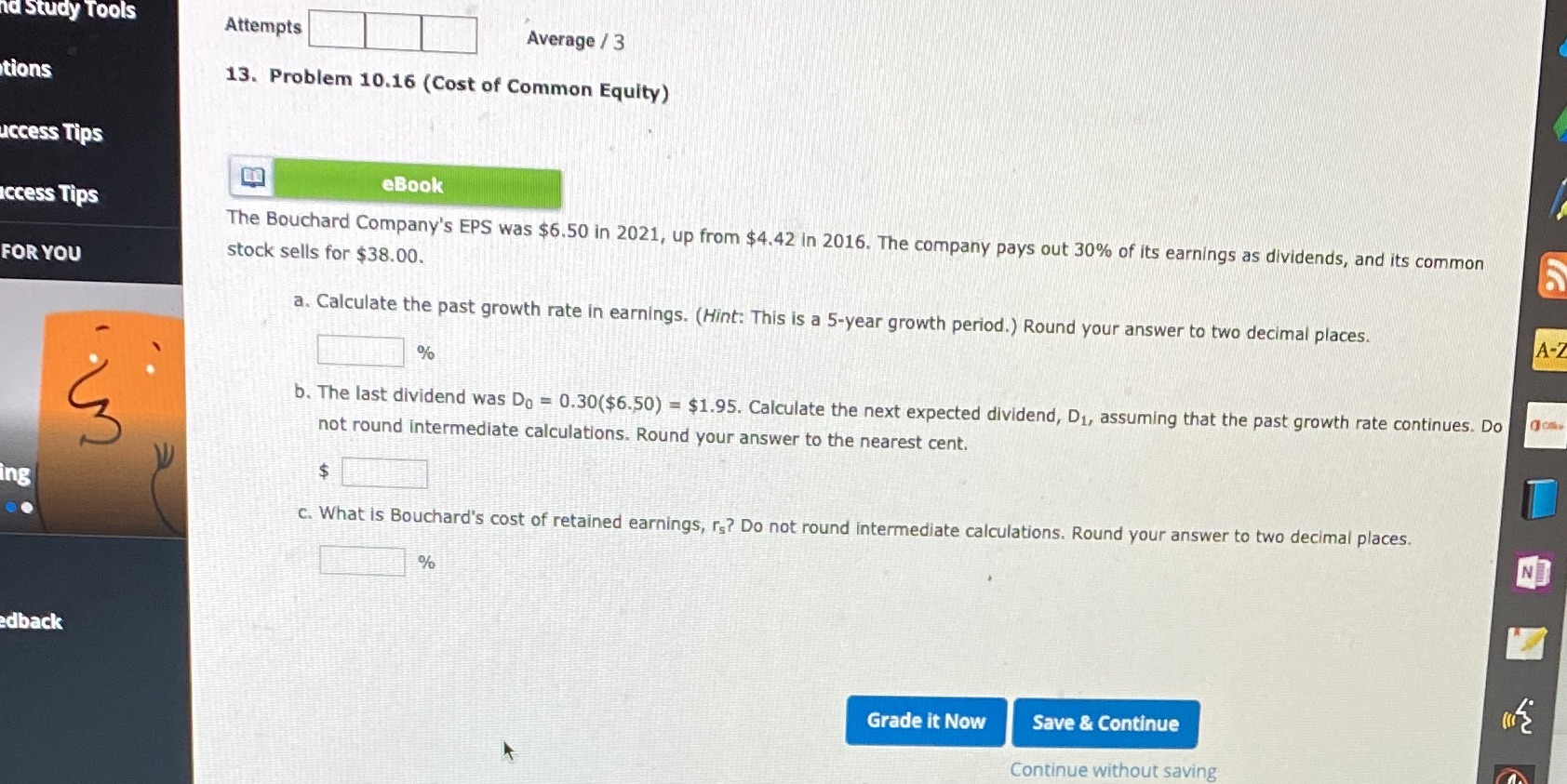 nd Study Tools Attempts Average / 3 tions 13.