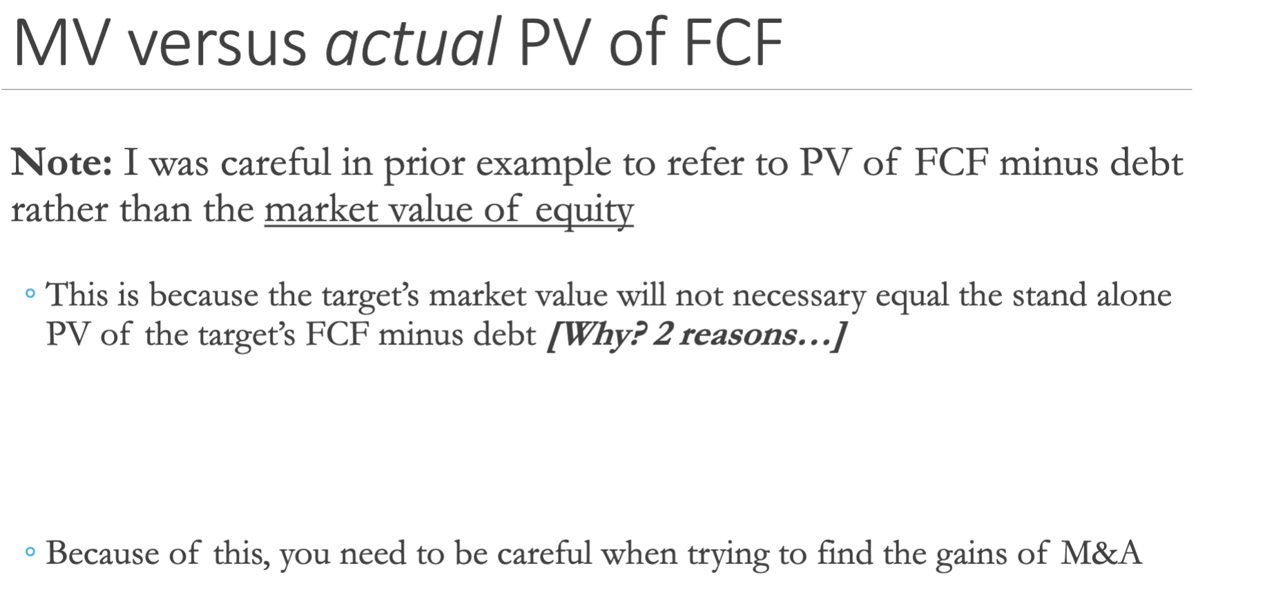 Question 1. Valuing M&A - Example [Part 1] The