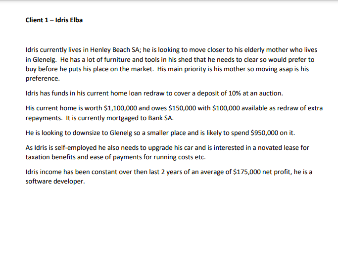 You are assisting 3 different clients, each with