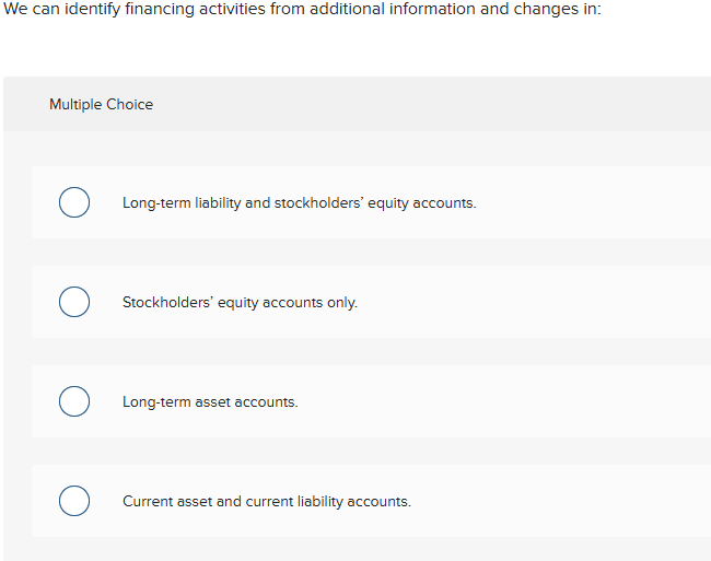 We can identify financing activities from