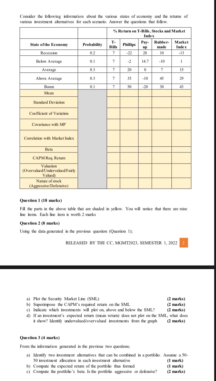 Please answer all the questions Consider the