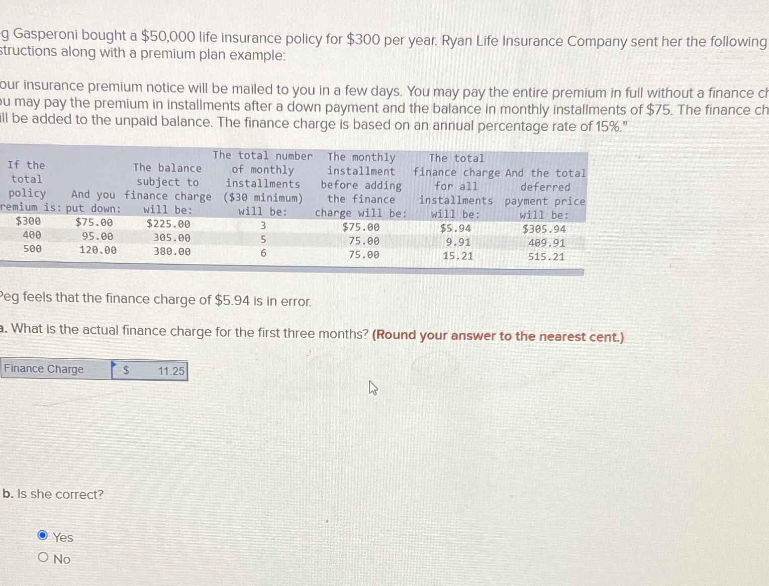 g Gasperoni bought a $50,000 life insurance
