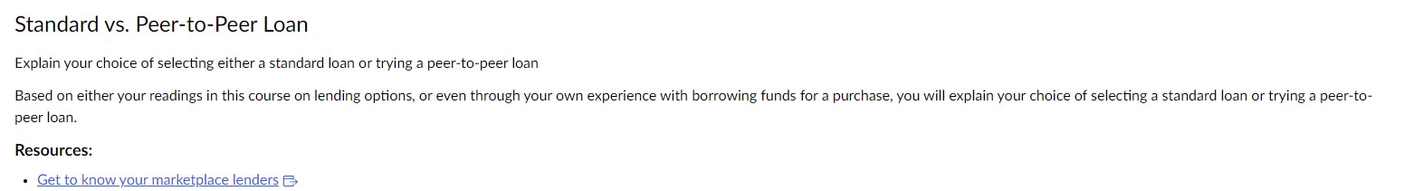 Standard vs. Peer-to-Peer Loan Explain your