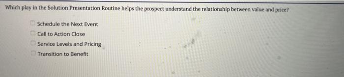 \fWhich play in the Solution Presentation Routine