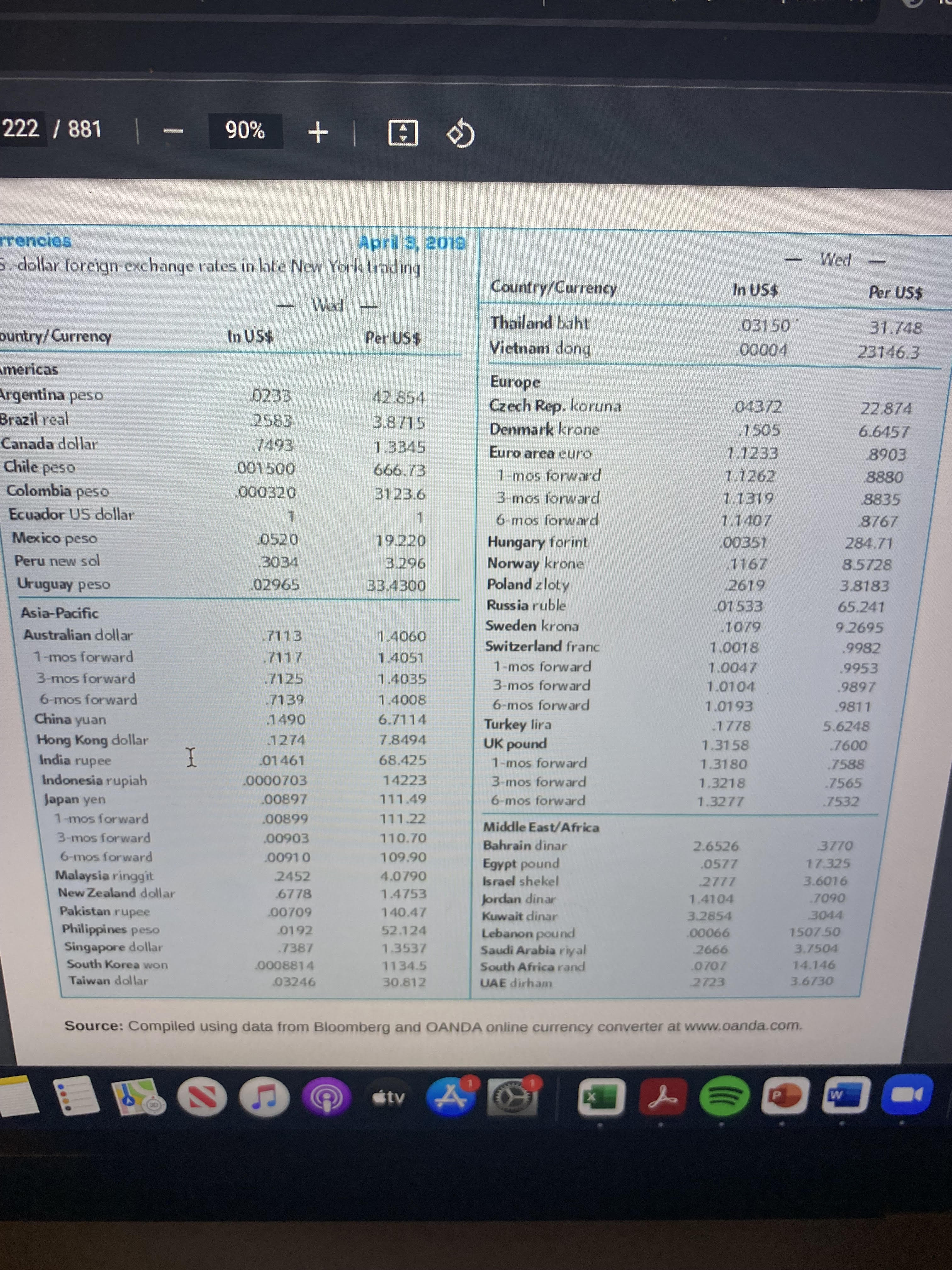 Using Exhibit 5.7, calculate the three-month