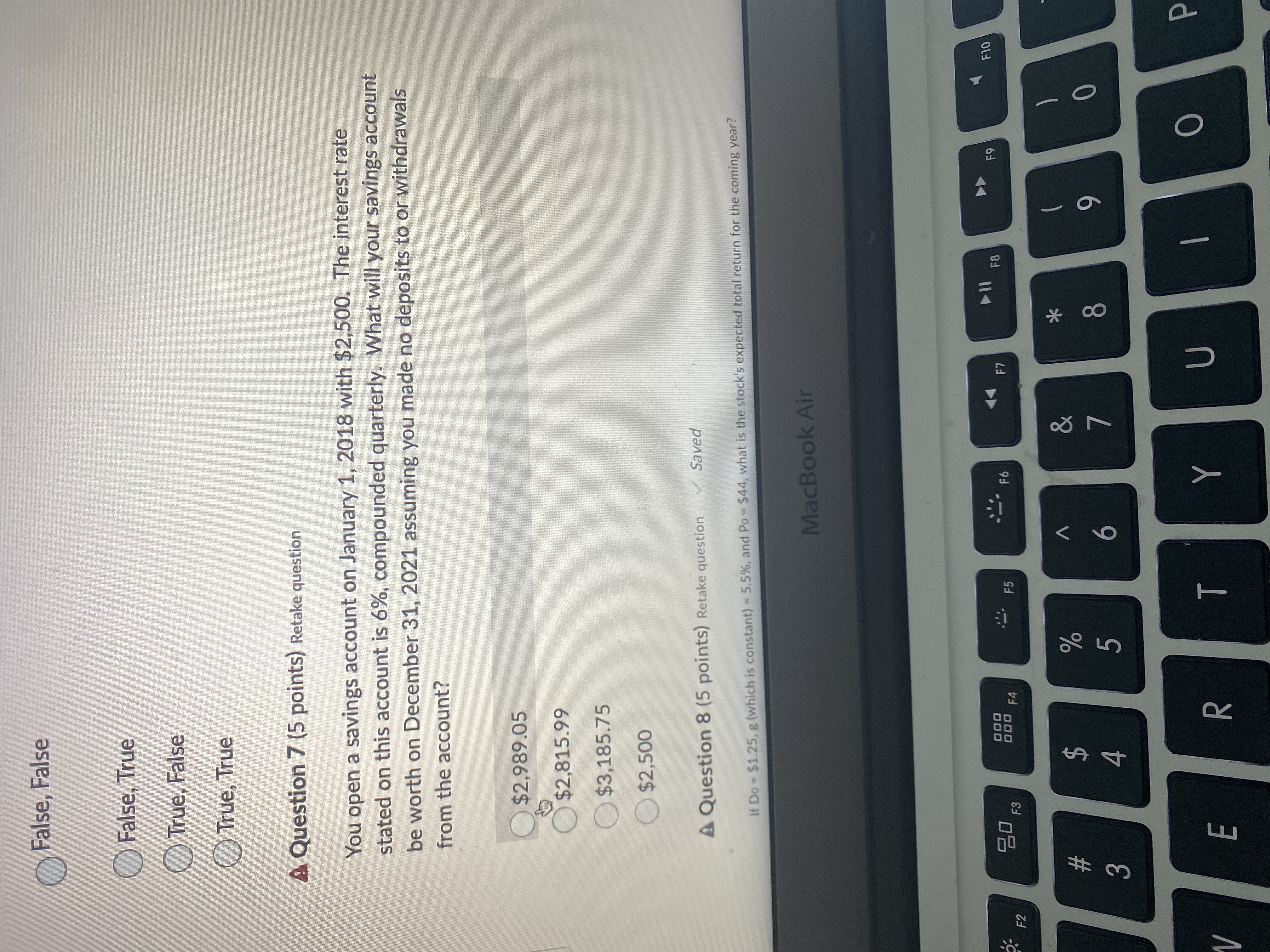 O False, False False, True True, False True, True