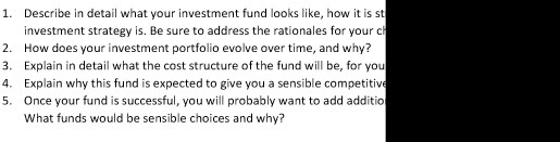 1. Describe in detail what your investment fund