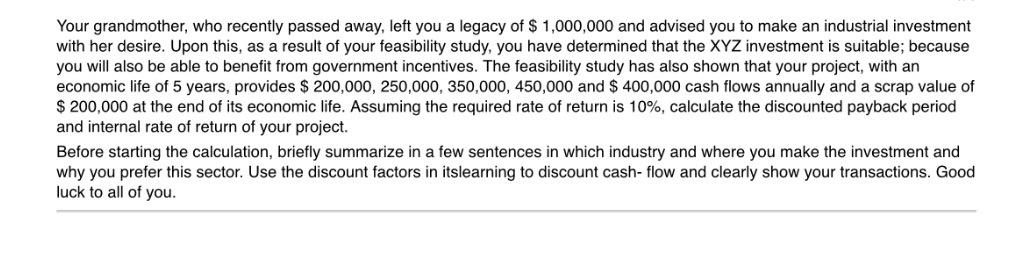 Can you solve this finance question? Thank you :)