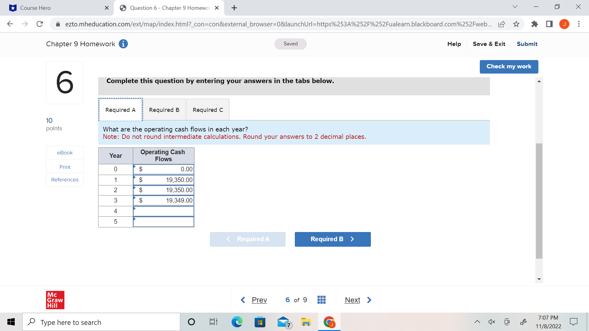 u Course Hero X 0 Question 6 - Chapter 9 Homewi X