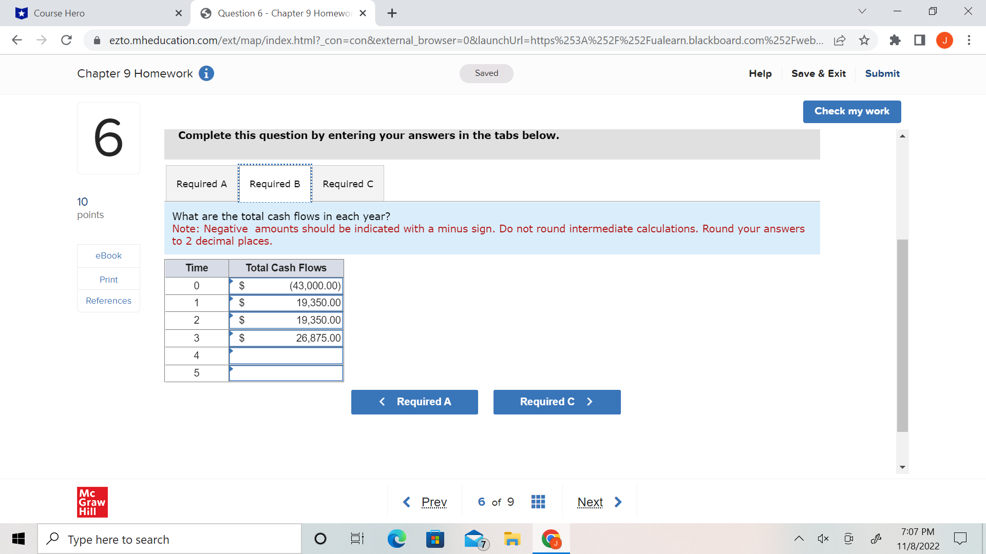 u Course Hero X 0 Question 6 - Chapter 9 Homewi X