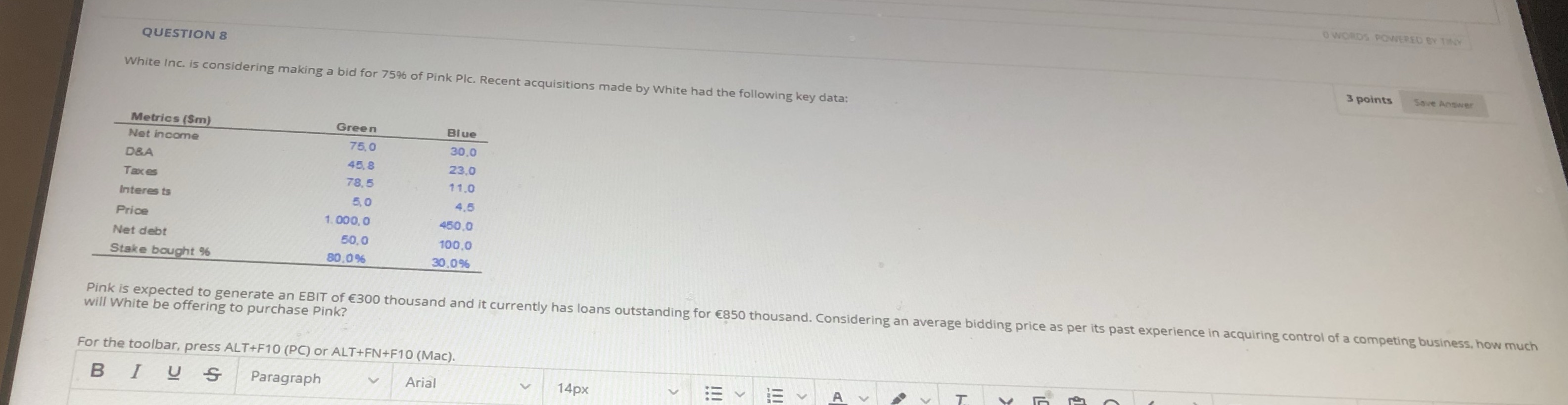 50 min O WORDS POWERED BY TINY QUESTION 8 3