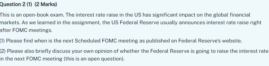 Question 2 (1} (2 Marks} This is an openbook