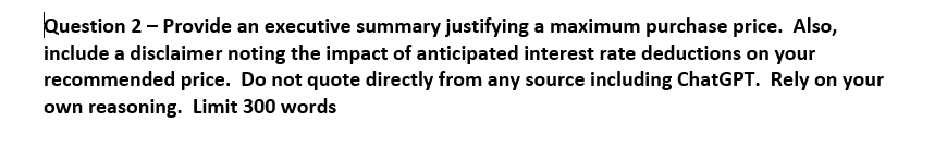 Question 1 - McDonalds is considering purchasing
