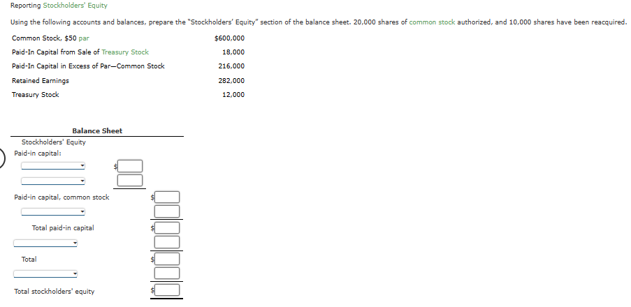 Q1 Reporting Stockholders' Equity Using the