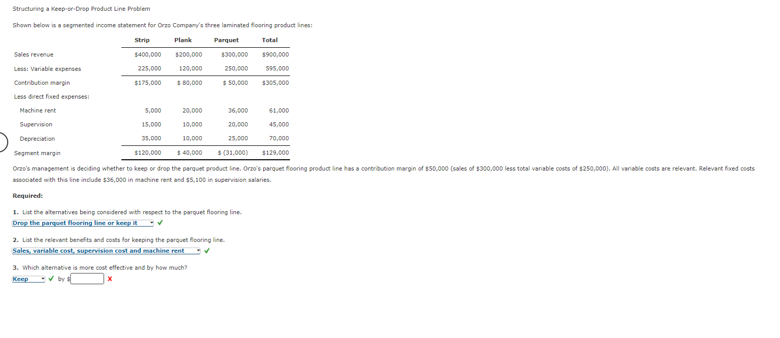 Structuring a Keep-or-Drop Product Line Problem