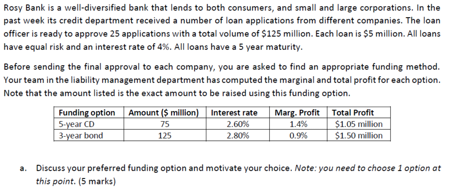 Rosy Bank is a well-diversified bank that lends