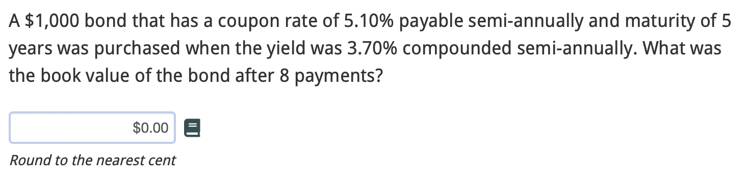 A $1,000 bond that has a coupon rate of 5.10%
