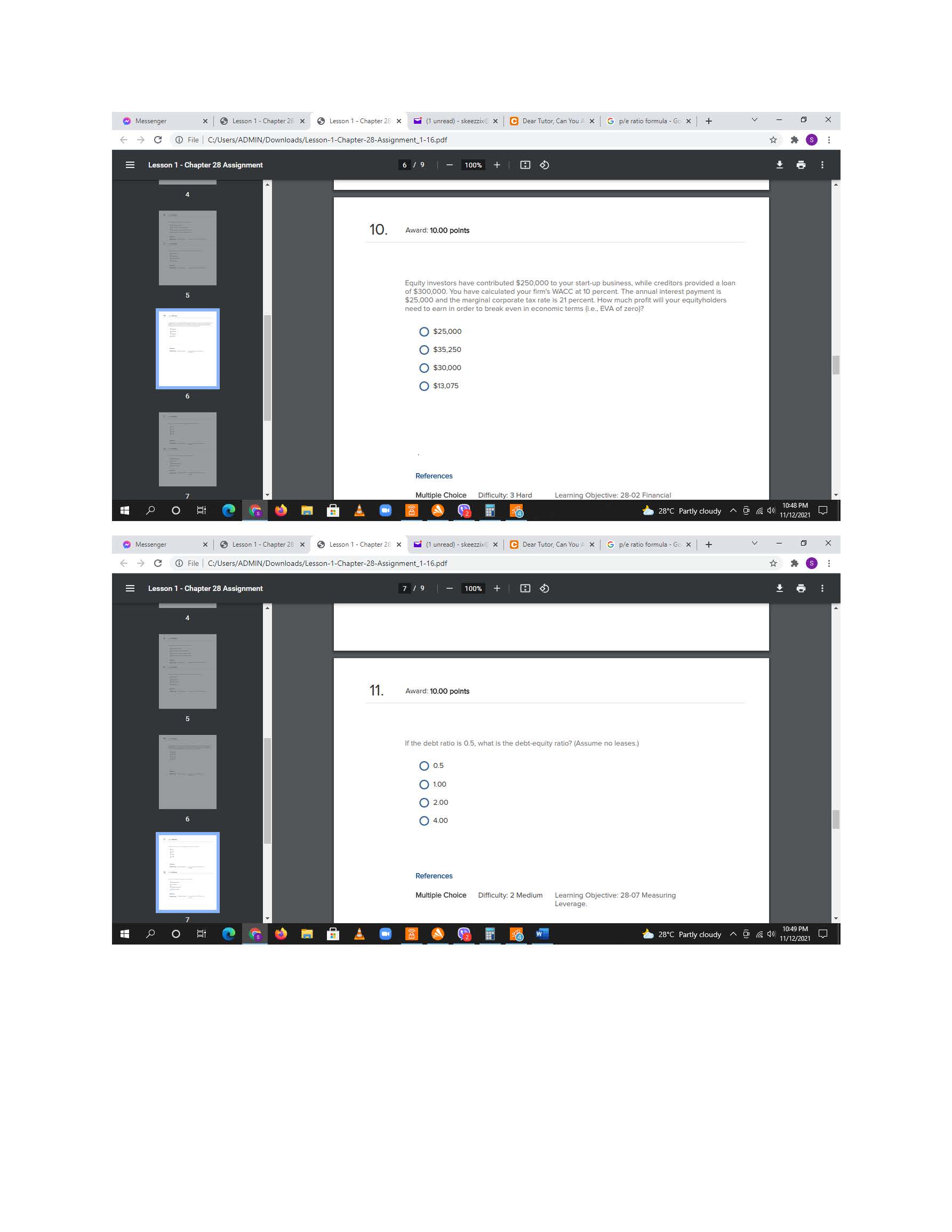 Hello Teacher, I am stuck with these Finance HW.