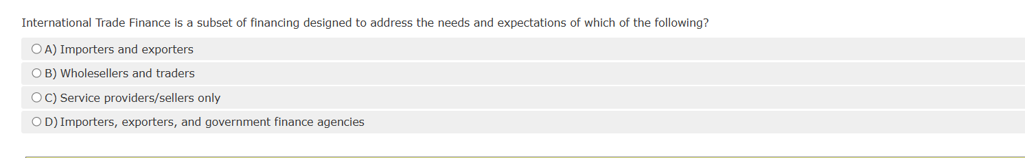pls ans International Trade Finance is a subset