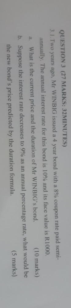 Risk Management QUESTION 3 (27 MARKS: 32MINUTES)