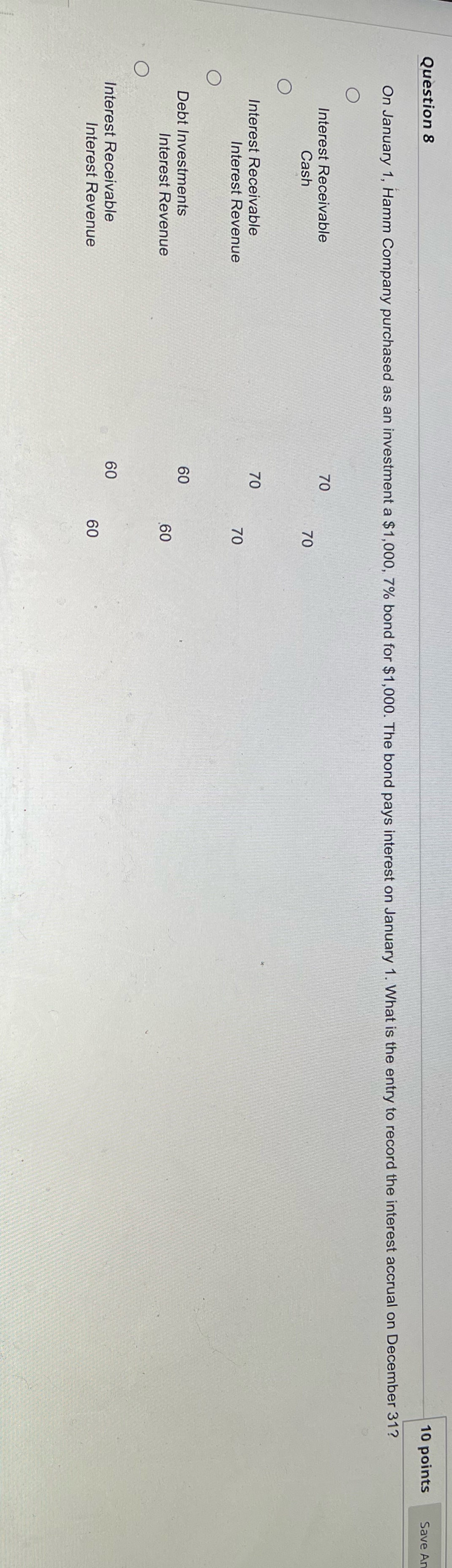 Question 8 10 points Save A On January 1, Hamm