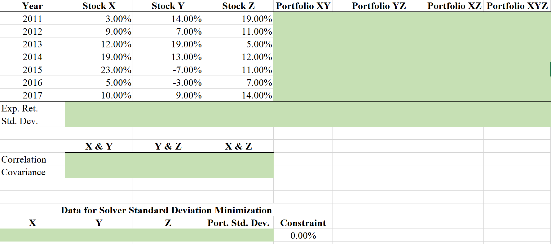 Determine the average return and the standard