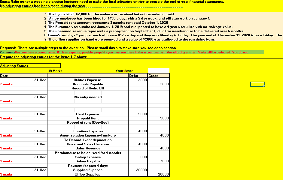 based on this chart how do i complete the others?