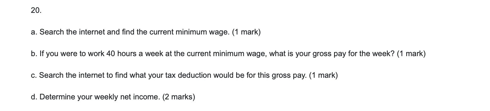 20. a. Search the internet and find the current