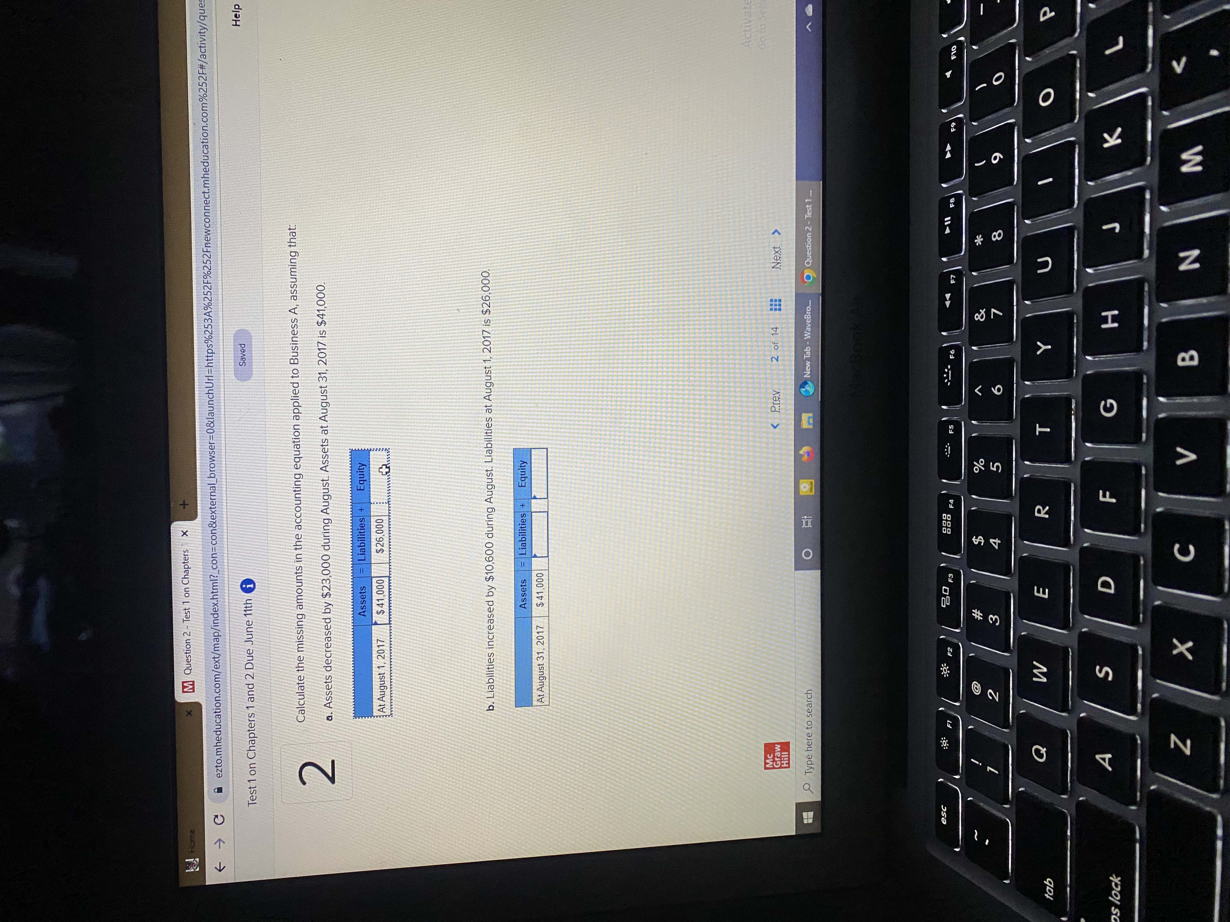 M Question 2 - Test 1 on Chapters x - C