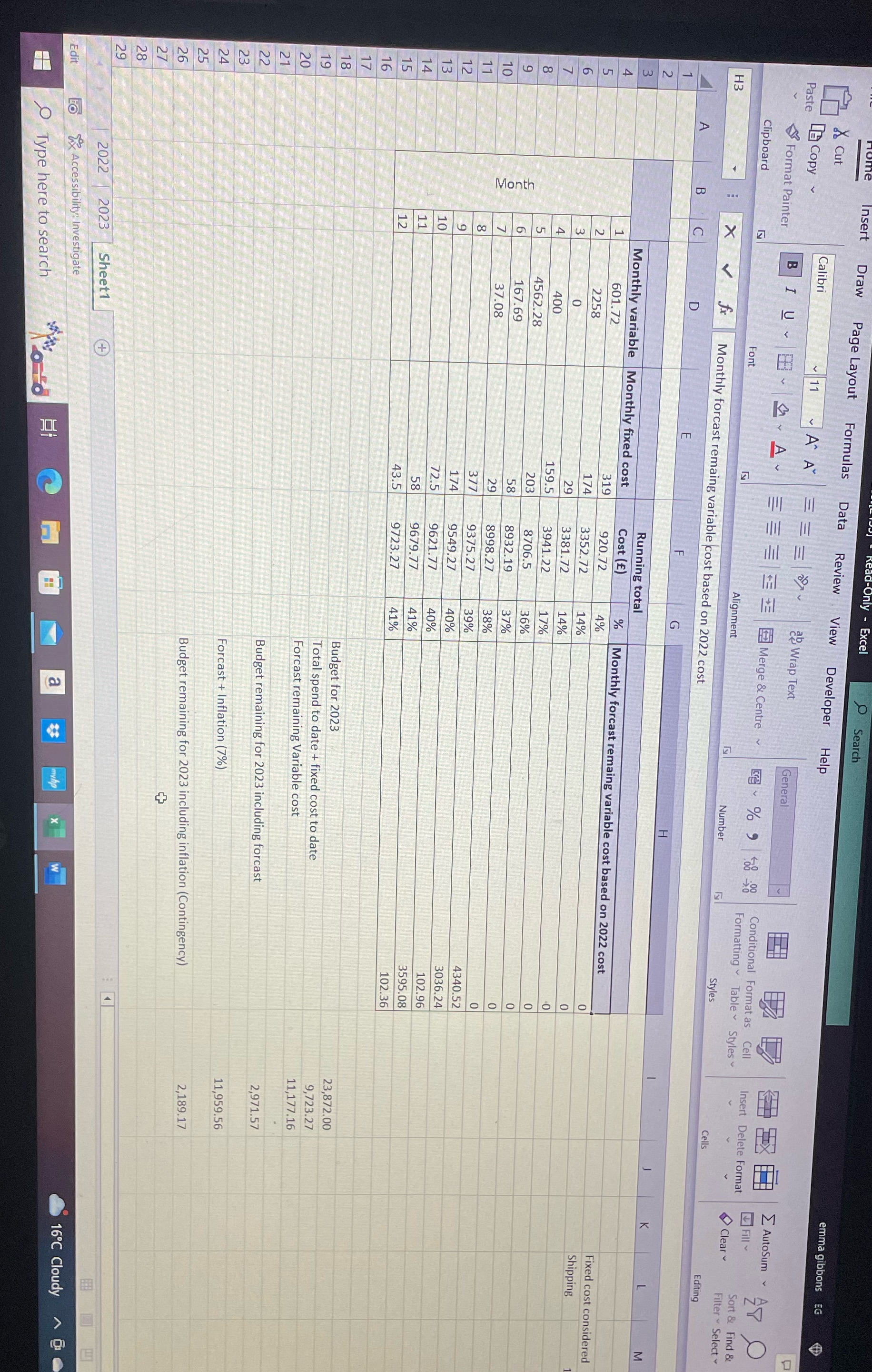 Justify a budget for the below Excel Search Draw